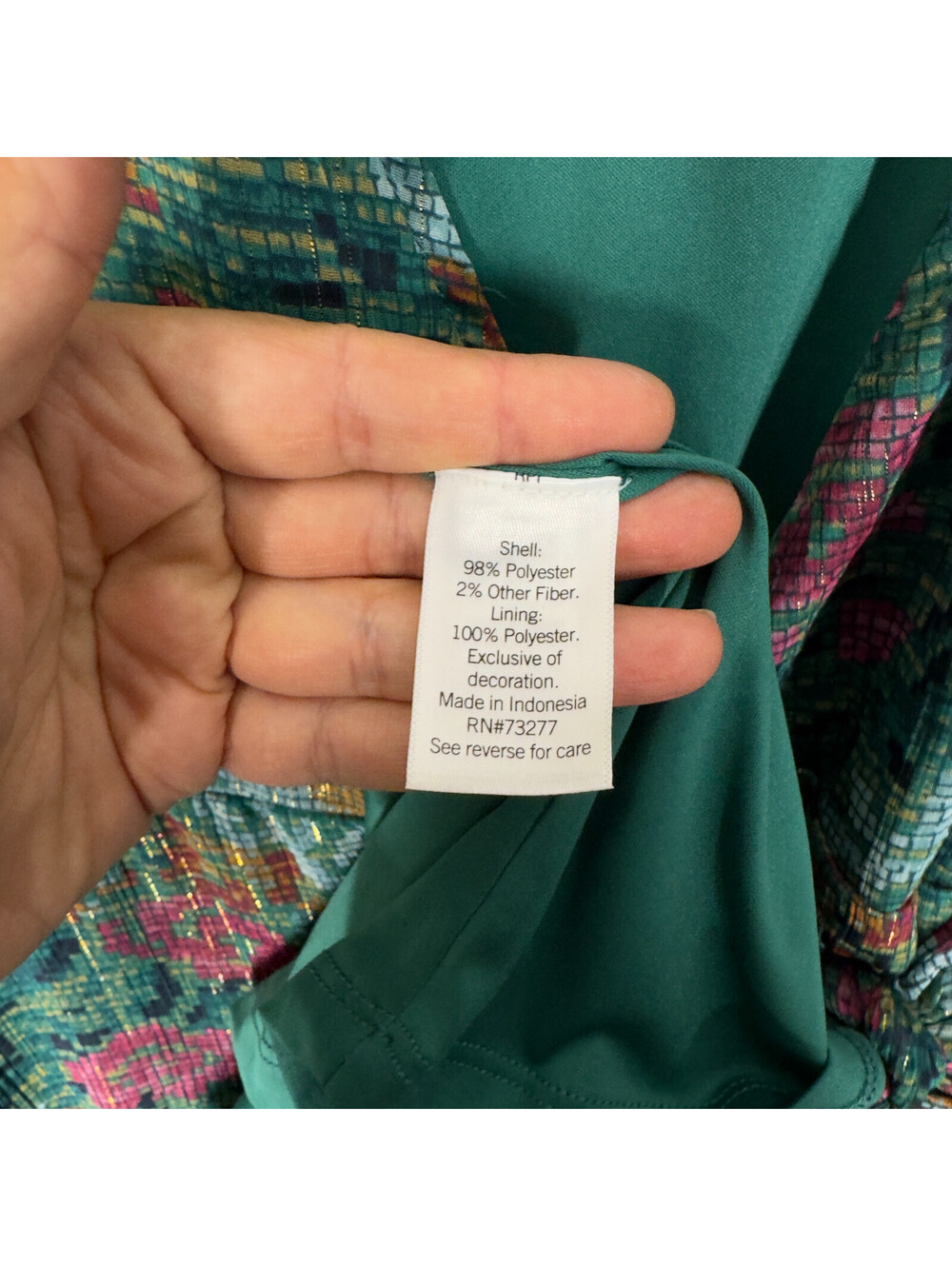 LC Lauren Conrad Wrap Dress S Small Green Floral Long Tasseled Belted V-Neck - Picture 8 of 9